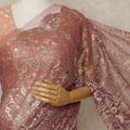 Rosewood Premium French Metallic Chantilly Lace Saree, 5.5 Mtrs Length, 110 Cms Width, Crafted in France-Blouse Not Included-D26687