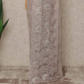 Blush Pink Silver Premium French Metallic Chantilly Saree Lace 5.5 Mtrs Length 110 Cms Width Designer Net Fabric Made In France, Blouse Not Included-D28130