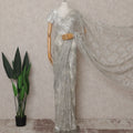 Frosted Silver French Chantilly Lace Saree