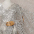 Frosted Silver French Chantilly Lace Saree