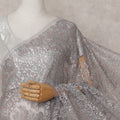 Rose Taupe Grey Chantilly Lace Saree - D31687