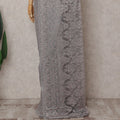 Rose Taupe Grey Chantilly Lace Saree - D31687