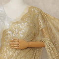 Gold French Metallic Chantilly Lace Saree