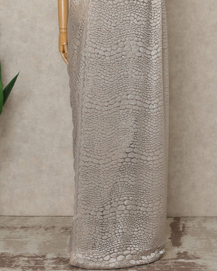 Champagne Peach Premium French Metallic Chantilly Lace Saree, 5.5 Mtrs Length, 110 Cms Width, Crafted in France-Blouse Not Included-D26686