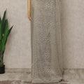 Champagne Silver Premium French Metallic Chantilly Lace Saree, 5.5 Mtrs Length, 110 Cms Width, Crafted in France-Blouse Not Included-D26695