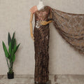 Bronze Brown Premium French Metallic Chantilly Lace Saree, 5.5 Mtrs Length, 110 Cms Width, Crafted in France-Blouse Not Included-D26692