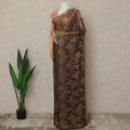 Bronze Brown Premium French Metallic Chantilly Lace Saree, 5.5 Mtrs Length, 110 Cms Width, Crafted in France-Blouse Not Included-D26692
