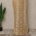 Champagne Beige Premium French Chantilly Saree Lace with Stone Work 5.5 Mtrs Length, Width 110 Cms and Made in France-D27158