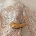 Peach Nude Premium French Chantilly Saree Lace with Stone Work 5.5 Mtrs Length, Width 110 Cms and Made in France-D27161