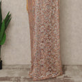 Peach Nude Premium French Chantilly Saree Lace with Stone Work 5.5 Mtrs Length, Width 110 Cms and Made in France-D27161
