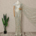 Ice Blue Pastel Premium French Chantilly Saree Lace with Stone Work 5.5 Mtrs Length, Width 110 Cms and Made in France-D27160