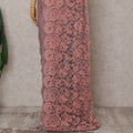 Coral Pink over Turquoise Blue Chantilly Lace Saree - D31617