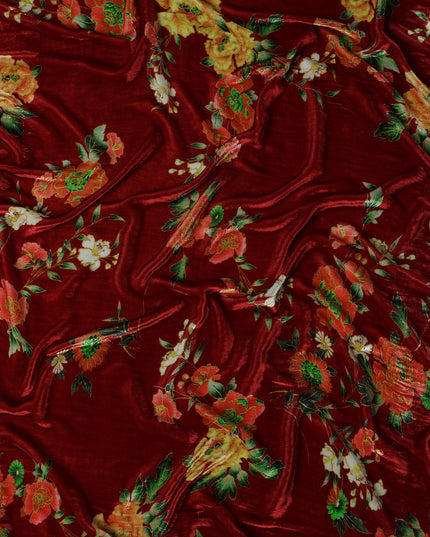 Burgundy Maroon Floral Bouquet Fabric