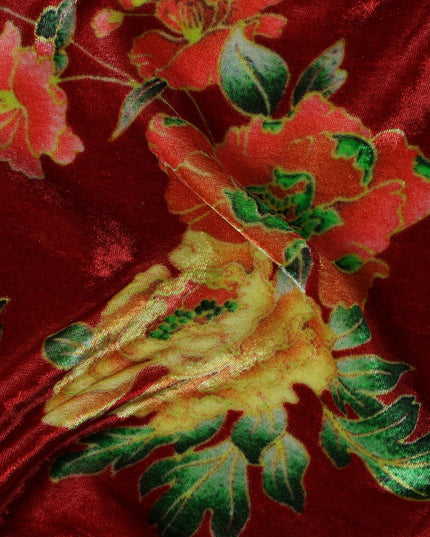 Burgundy Maroon Floral Bouquet Fabric