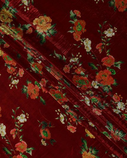 Burgundy Maroon Floral Bouquet Fabric