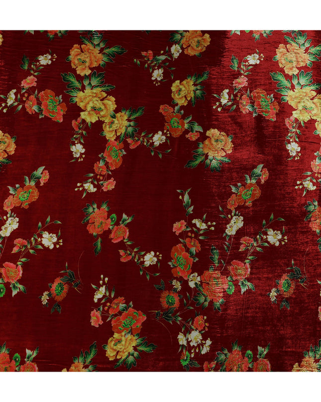 Burgundy Maroon Floral Bouquet Fabric