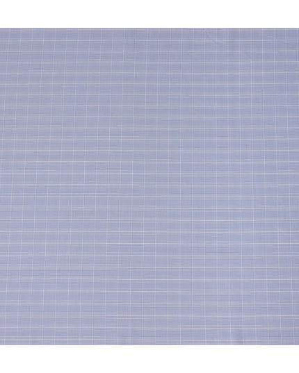 Blue Micro Check Pattern Premium Pure Italian 100% Cotton Shirting Fabric Soft Breathable Fine Woven Lightweight Luxury Shirt Material 150 Cms Width Italy Origin-D28492 - Regal Fabrics