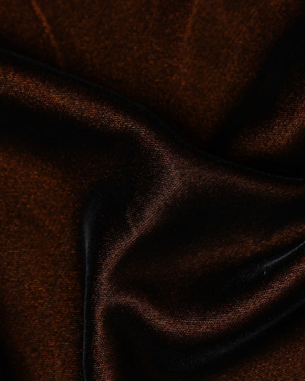 Cocoa Brown Plain Synthetic Blended Velvet Fabric