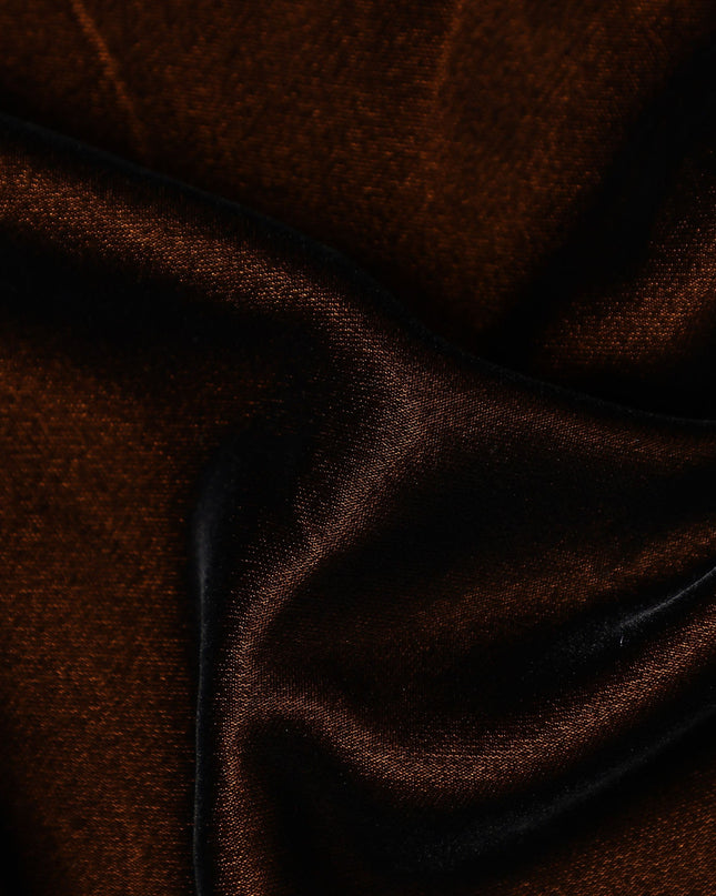 Cocoa Brown Plain Synthetic Blended Velvet Fabric