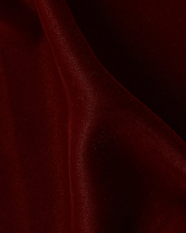 Burgundy Red Plain Synthetic Blended Velvet Fabric
