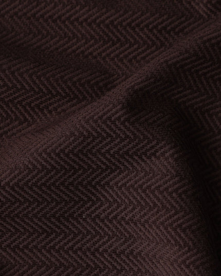 Dark Chocolate Brown Premium Blended Cotton Corduroy Suiting Fabric 150 Cm Width Soft Textured Chevron Pattern Durable Breathable Fabric For Suits Blazers Trousers Casual Formal Wear Made In Italy-D28867 Regal Fabrics