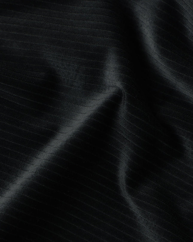 Deep Black Premium Blended Cotton Corduroy Suiting Fabric 150 Cm Width Soft Ribbed Texture Durable Breathable Fabric For Suits Blazers Trousers Casual Formal Wear Made In Italy-D28866 Regal Fabrics