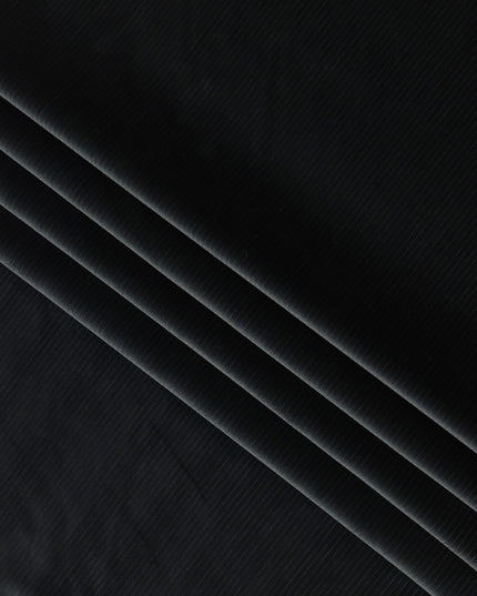 Deep Black Premium Blended Cotton Corduroy Suiting Fabric 150 Cm Width Soft Ribbed Texture Durable Breathable Fabric For Suits Blazers Trousers Casual Formal Wear Made In Italy-D28866 Regal Fabrics