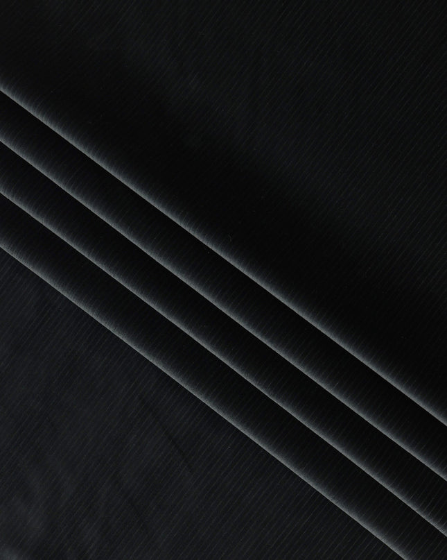 Deep Black Premium Blended Cotton Corduroy Suiting Fabric 150 Cm Width Soft Ribbed Texture Durable Breathable Fabric For Suits Blazers Trousers Casual Formal Wear Made In Italy-D28866 Regal Fabrics
