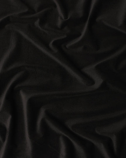 Classic Deep Black Premium Blended Cotton Corduroy Suiting Fabric 150 Cm Width Soft Fine Ribbed Texture Durable Breathable Fabric For Suits Blazers Trousers Made In Italy-D28871 Regal Fabrics