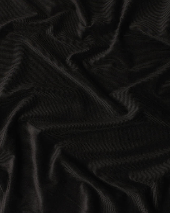 Classic Deep Black Premium Blended Cotton Corduroy Suiting Fabric 150 Cm Width Soft Fine Ribbed Texture Durable Breathable Fabric For Suits Blazers Trousers Made In Italy-D28871 Regal Fabrics