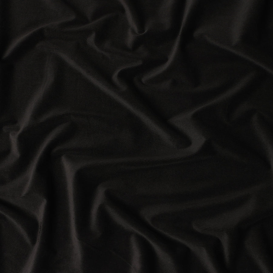 Classic Deep Black Premium Blended Cotton Corduroy Suiting Fabric 150 Cm Width Soft Fine Ribbed Texture Durable Breathable Fabric For Suits Blazers Trousers Made In Italy-D28871 Regal Fabrics