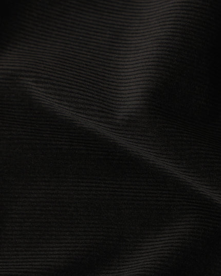 Classic Deep Black Premium Blended Cotton Corduroy Suiting Fabric 150 Cm Width Soft Fine Ribbed Texture Durable Breathable Fabric For Suits Blazers Trousers Made In Italy-D28871 Regal Fabrics