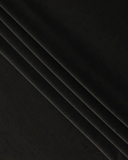Classic Deep Black Premium Blended Cotton Corduroy Suiting Fabric 150 Cm Width Soft Fine Ribbed Texture Durable Breathable Fabric For Suits Blazers Trousers Made In Italy-D28871 Regal Fabrics