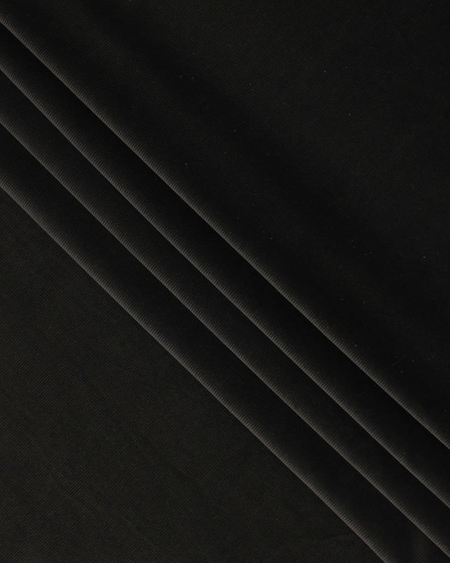 Classic Deep Black Premium Blended Cotton Corduroy Suiting Fabric 150 Cm Width Soft Fine Ribbed Texture Durable Breathable Fabric For Suits Blazers Trousers Made In Italy-D28871 Regal Fabrics