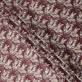 Maroon Leaf Printed Cotton Lawn Fabric Soft Lightweight Breathable Dressmaking Sewing Material 4.0 Meters Length 110 Cms Width India-D27619