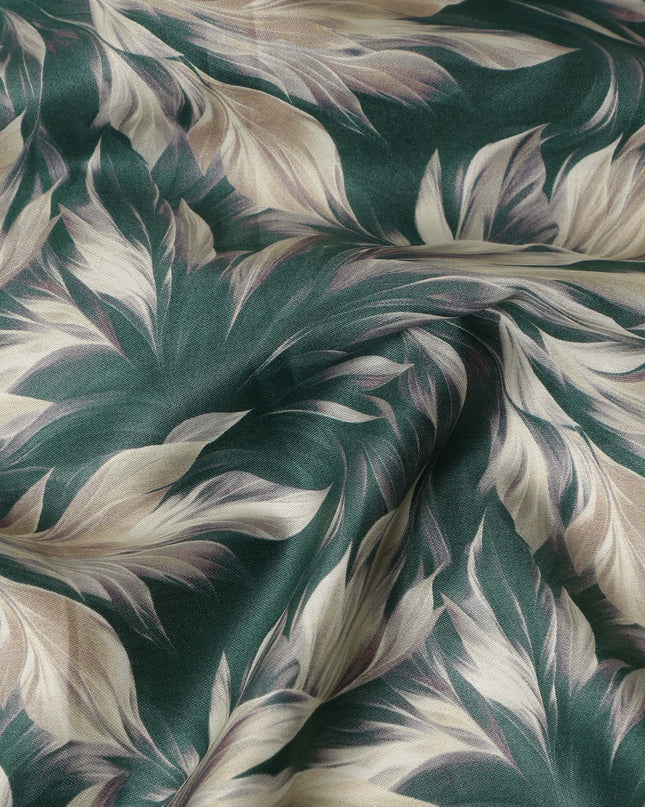 Green Leaf Printed Cotton Lawn Fabric 4.0 Meters Length 110 Cms Width Soft Lightweight Breathable Sewing India-D27617