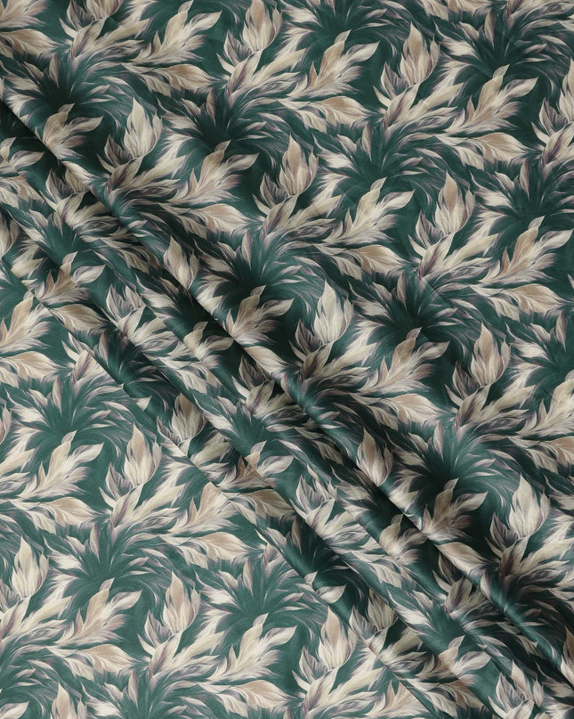 Green Leaf Printed Cotton Lawn Fabric 4.0 Meters Length 110 Cms Width Soft Lightweight Breathable Sewing India-D27617