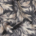 Charcoal Grey Leaf Printed Cotton Lawn Fabric Soft Lightweight Breathable Dressmaking Sewing Material 4.0 Meters Length 110 Cms Width India-D27618