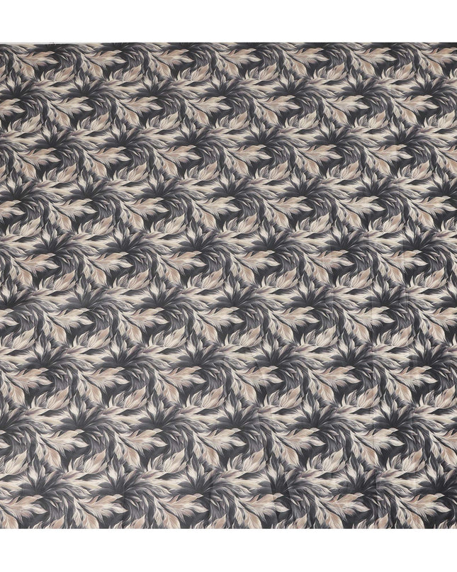 Charcoal Grey Leaf Printed Cotton Lawn Fabric Soft Lightweight Breathable Dressmaking Sewing Material 4.0 Meters Length 110 Cms Width India-D27618