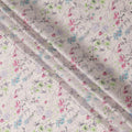 Ivory Pastel Floral Allover Printed Premium Pure Silk Satin Fabric, 110 Cms, India-D27079