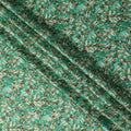 Emerald Green Leafy Allover Printed Premium Pure Silk Satin Fabric, 110 Cms, India-D27080