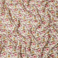 Ivory Cream Vintage Rose Floral Allover Printed Premium Pure Silk Satin Fabric, 110 Cms, India-D27091