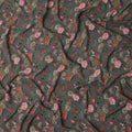 Grey Floral Printed Silk Crepe Fabric Soft Lightweight Breathable Material for Dressmaking Sewing Craft Apparel Use 110 Cms Width India Origin-D27287 - Regal Fabrics