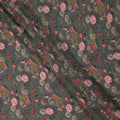 Grey Floral Printed Silk Crepe Fabric Soft Lightweight Breathable Material for Dressmaking Sewing Craft Apparel Use 110 Cms Width India Origin-D27287 Regal Fabrics