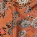 Orange Floral Printed Silk Crepe Fabric Soft Flowing Lightweight Luxurious Material for Dressmaking Sewing Apparel Craft Use 110 Cms Width India Origin-D27295 Regal Fabrics