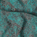Green Geometric Pure Silk Crepe Fabric 110cm - 1328300