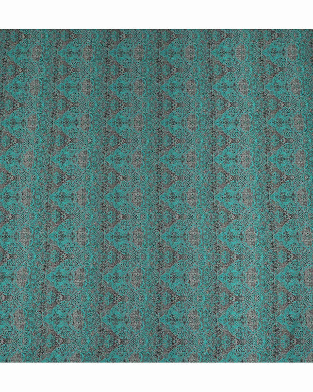 Green Geometric Pure Silk Crepe Fabric 110cm - 1328300