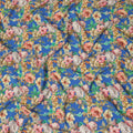 Blue Floral Pure Silk Crepe Fabric 110cm - 1328331