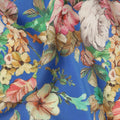 Blue Floral Pure Silk Crepe Fabric 110cm - 1328331