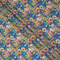 Blue Floral Pure Silk Crepe Fabric 110cm - 1328331